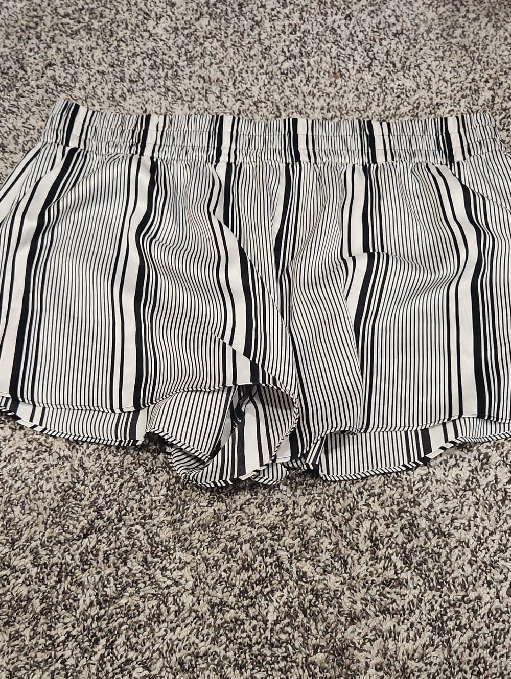 Victoria's Secret Black & White Vertical Stripe High-Waist Shorts